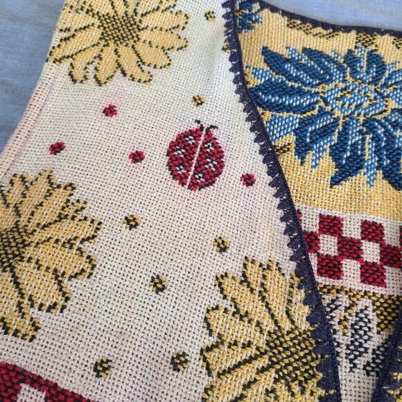 Vtg Sugar Street Weevers Knit Vest Lrg 100% Cotton Made USA Sunflowers Lady Bug - Picture 5 of 11